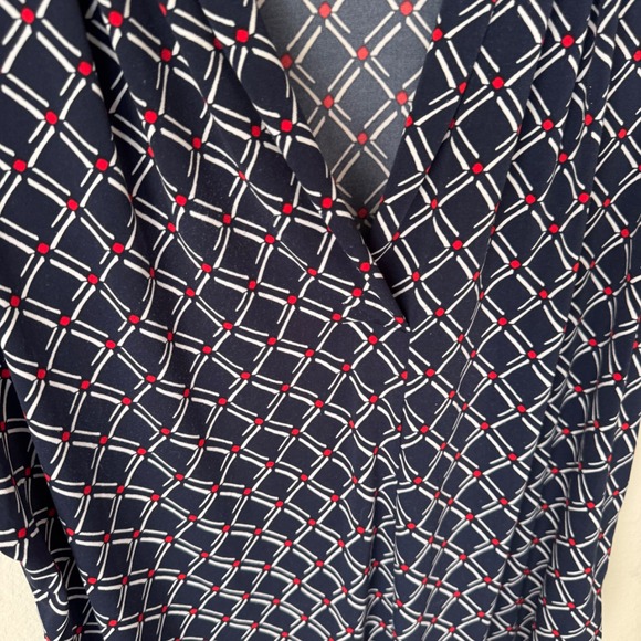 Charter Club Womens 3X Navy Blue Geometric Lattice Sleeveless V-Neck Blouse Top - Picture 3 of 5